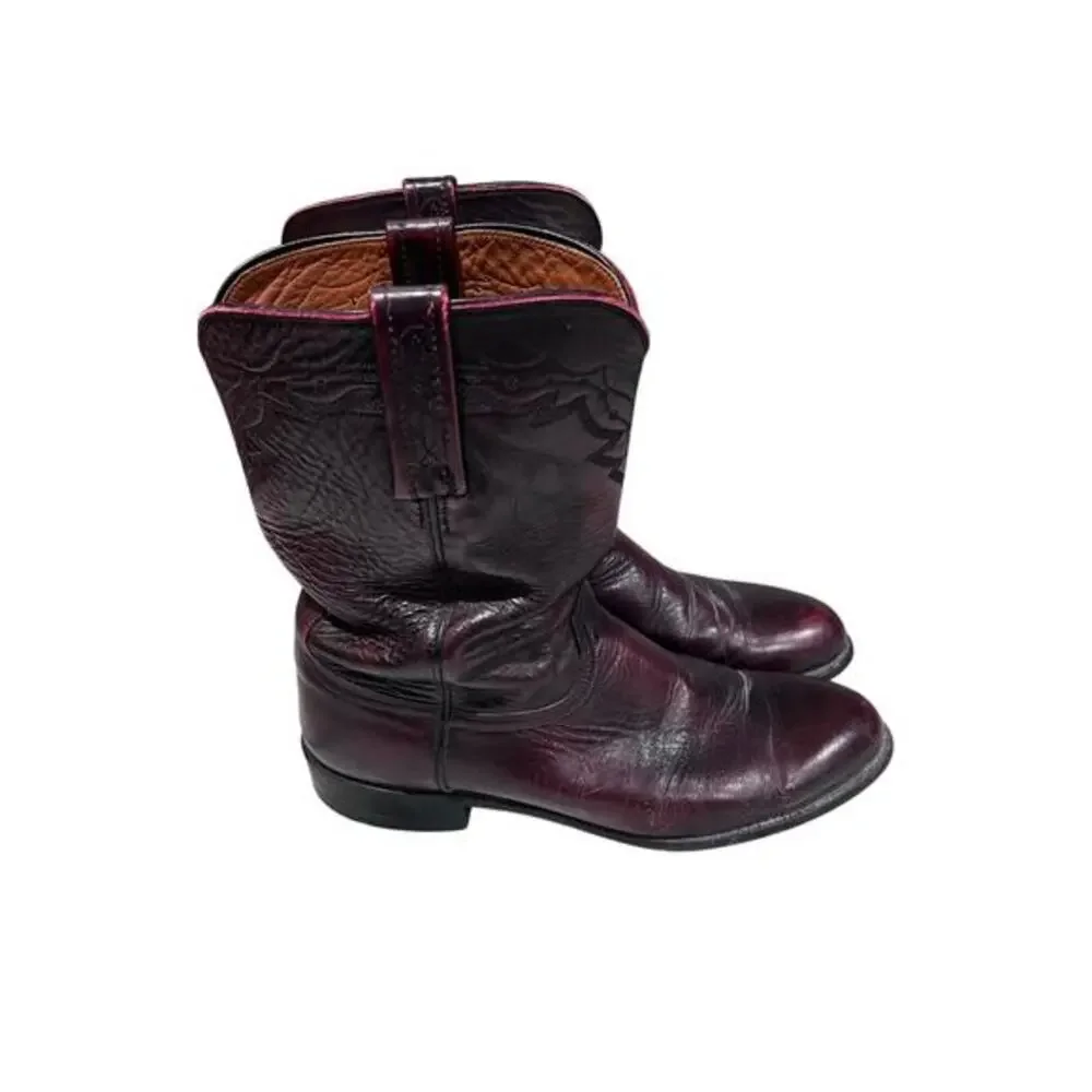 Lucchese 2000 Mens Western Boots Cherry Leather Cowboy USA 10D T0083C2